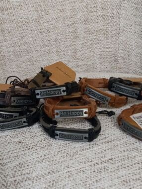 Motivational Leather Wrap Bracelet - Brown & Black